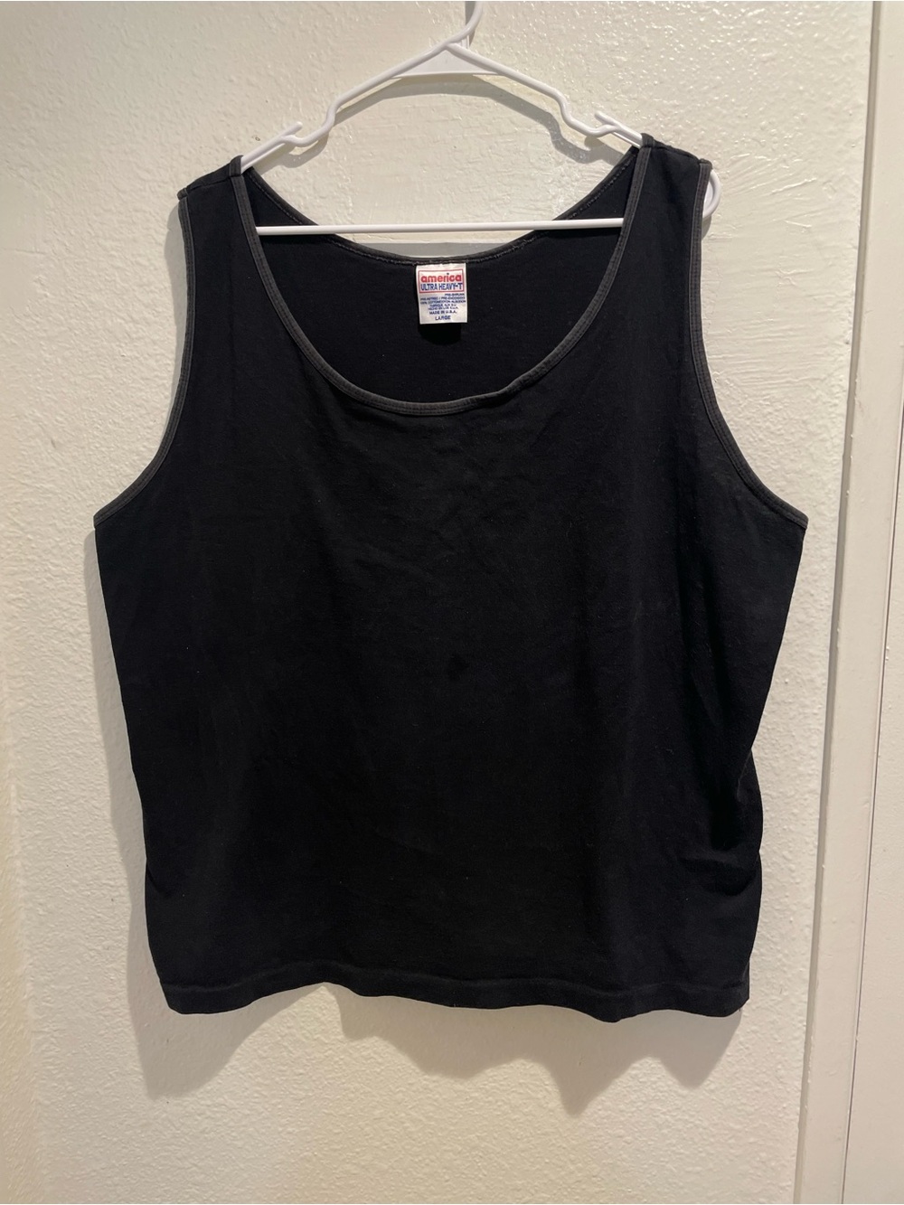 Vintage America Ultra Heavy-T Black Tank Top Shirt Blank Made in USA Size Large